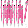 Zonon 12 Pcs Inspirational Pens Bulk Funny Ballpoint Pen with Stylus Tip Motivational Gifts for Valentine's Day Teacher Coworkers Nurse School Office Supplies(Pink,Boss Lady)