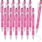Zonon 12 Pcs Inspirational Pens Bulk Funny Ballpoint Pen with Stylus Tip Motivational Gifts for Valentine's Day Teacher Coworkers Nurse School Office Supplies(Pink,Boss Lady)