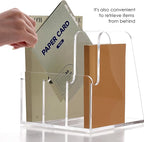 SANRUI Desk Organizer Clear Acrylic Desk Magazine File Holder with 3 Vertical Sections Magazine Rack File Organizer for Office, Home, School