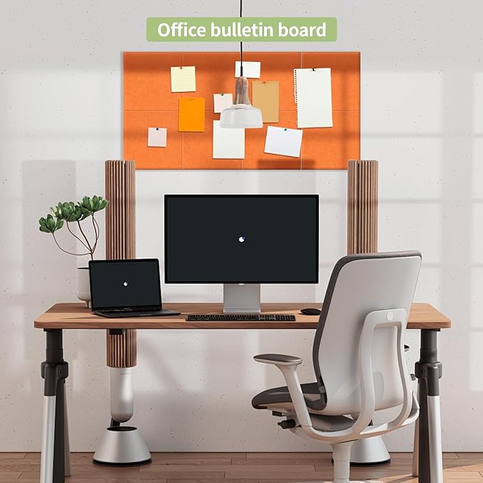 Large Cork Bulletin Board Alternative for Office60 x 35" - 15 Pack Felt Bulletin Boards Dart Wall Protectors 70 Pcs Safe RemovableAdhesive Tabs Pcs for Office Wall, School, Home Decor, Orange