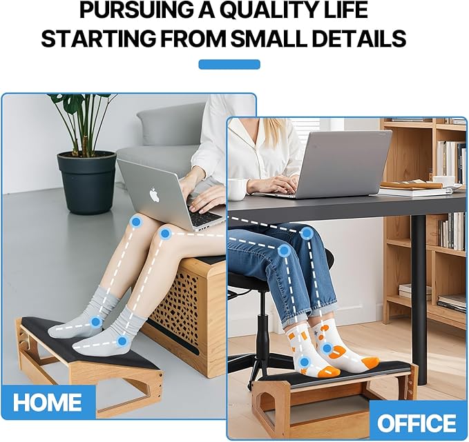 XINGMIAOWJ Ergonomic Foot Rest, 4 Adjustable Height Foot Stool,Footrest Under Desk， Soft Cushions,Foot Rest Office,Improving Posture, Promoting Blood Circulation（Natural）