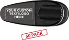 50 Magnetic Memo Holders Set - Customizable Text, Logo - Large Clip, Plastic - Black