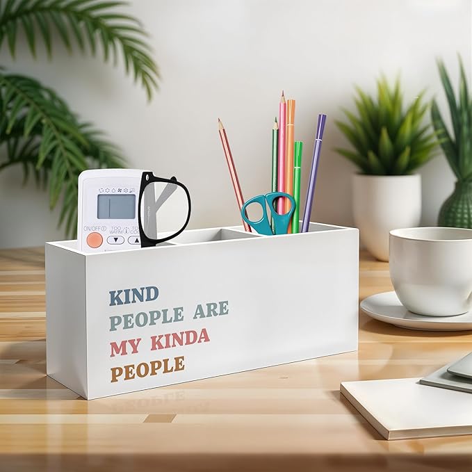 Exqcom Kind People Are My Kinda People Pen Pencil Holder, Teacher Appreciation Gifts, Positive Affirmations Humorous Pencil Pen Holder Organizer for Teacher Office Desk Accessories
