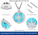 Compass Necklace for Women Men 925 Sterling Silver Pendant Urn Necklaces for Ashes Picture Locket Necklace Anchor Necklace Viking Necklace Crystals CZ Moonstone Abalone Shell Turquoise Compass Jewelry