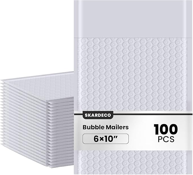 skardeco Bubble Mailers 6x10inch 100Pack Gray Bubble Mailers Self-Seal Padded Mailing Envelopes Bubble Opaque Padded Mailer for Small Businesses to Package and Mail Jewelry Cosmetics#0（white，gray）