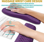 Hokafenle 2 in 1 Ergonomic Mouse Pad Wrist Support & Wrist Rest for Computer Keyboard Set, with Relieve Carpal Tunnel Pain Massage Bulge and Full Memory Gel Design (2In1 Set, Dark Purple)
