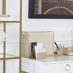 BLU MONACO | Gold Metal Mesh Mail Sorter Organizer Countertop | Paper Sorter for Desk with Three Tiers | Letter Organizer and Outgoing Mail Holder