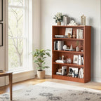 Farini 48 Inch Tall 4-Shelf Bookcase, Wood Bookshelf Storage Organizer Adjustable Shelf for Home Office, Study Room, Easy Assembly,Cherry
