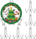 LonlyEagle 6 Pack 9 Inch Clear Plastic Easels or Stand/Plate Holders to Display Pictures or Other Items at Weddings, Plate Stands for Home Decoration, Birthdays, Tables
