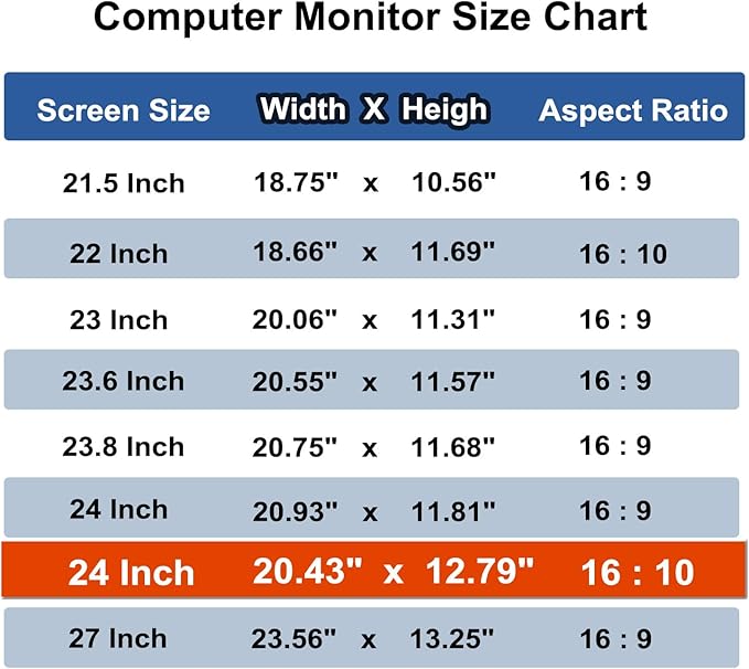 Pozlle 24 Inch Computer Privacy Screen Shield [2 Pack] for 16:10 Widescreen Desktop Monitor - Anti-Glare Blue Light Privacy Filter and Anti Spy Privacy Screen Protector Film