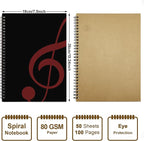 MAXCURY Blank Sheet Music Composition Manuscript Staff Paper Art Music Notebook Black 100 Pages 26x19cm (Black/Fuchsia)