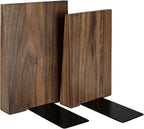 Luxdecor Walnut Book Ends Hold Heavy Books-7x6x5in Wood Bookends for Office Desk Non Skid, Decorative Walnut Bookend 2pack, Triangle Style