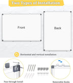 AMUSIGHT 2 Pack Double-Sided Magnetic Whiteboard, 36" x 24" Dry Erase Board, Aluminum Frame White Board for Wall, Hanging Mounting White Board Dry Erase Marker Board for Office, School, Home