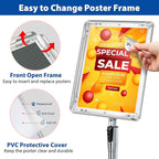 VAIIGO 6Packs Floor Standing Sign Holder Stands for Display 8.5x11Inch Pedestal Poster Sign Stand, Adjustable Sign Holder Stand for Vertical & Horizontal View Sign Display Stand, Silver