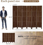 ALeesing 6 Panel Room Divider, 5.6Ft Wood Room Dividers and Folding Privacy Screens, Room Divider Wall Freestanding Room Partitions, Room Dividers Screen for Home Office Bedroom, Dark Brown