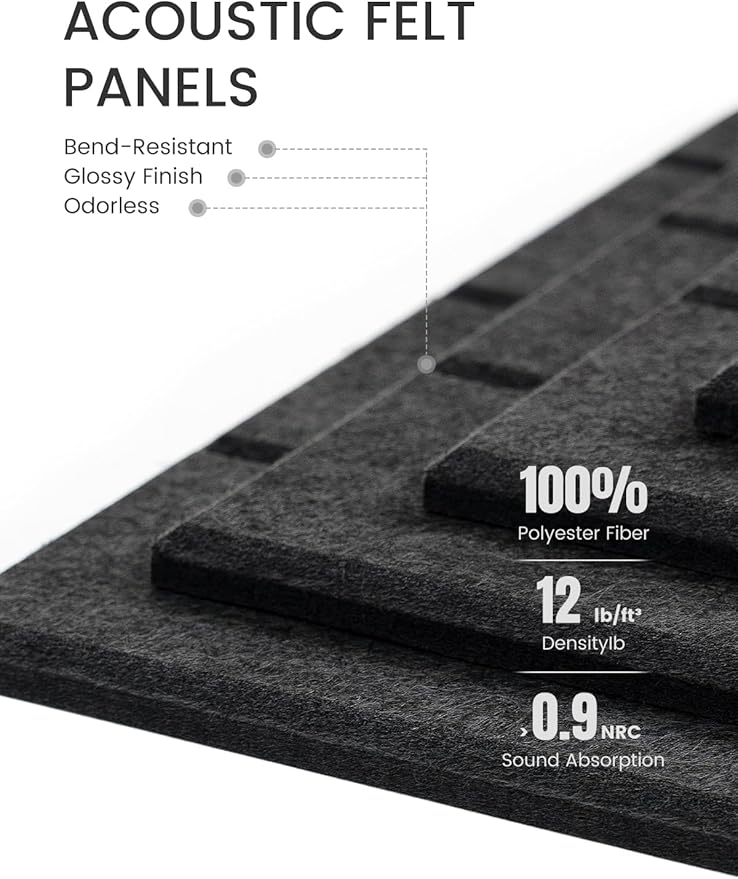 Fluxynara Felt Bulletin Board Tiles Large 36" x 24"Cork Board Alternative-6 Pack with 40 Adhesive Tabs, Thick Slat Wall Panels for Office Decor, Push Pin Board Wall Organizer Alternative-Charcoal Gray