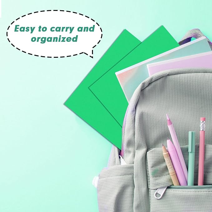 Two Pocket Folders, RAZCC 50 Pack 2 Pocket Folders Fit Letter Size Paper, Paper Folders with Pockets for School Office Business Home (Green)