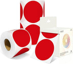 3 Inch Round Colored Dot Stickers, 2000 PCS, 4 Rolls in Dispenser Box - Red Circle Color Coding Labels Dot Labels for Office, Home, Inventory Organizing
