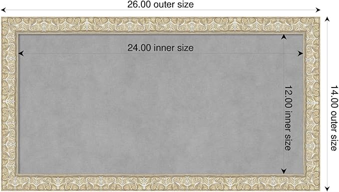 Amanti Art Silver Framed Magnetic Board 14x26 Small Vision Board for use with Magnets, 100% Metal Sheet to Display Items as Office Decor or for Home Organization in mudroom, Kitchen or Kids Room