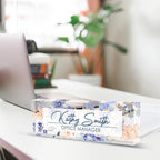 Personalized Name Plate for Desk, Custom Desk Name Plate, Acrylic Name Plate Office Desk Accessories, Personalized Office Gifts for Coworkers Teachers, Employee Appreciation Gifts (A-WaterColor2)