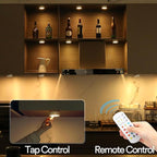 TECOMLIGHT Puck Lights with Remote Control, Battery Powered Wireless LED Under Cabinet Lighting, RGBCW Stick On Push Lights 6 Pack - White