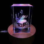 XINDAM 3D Piano Paperweight Laser Etched in Crystal Glass Cube for Graduation Christmas Birthday Valentine's Day