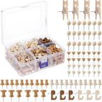 600 Pcs Decorative Push Pins, Wood Brown Thumb Tacks 6 Types Cute Push Pin Clips for Bulletin Board Wall Cork Board Colorful Classroom Decor Teacher Must Haves Supplies School Crafts Project