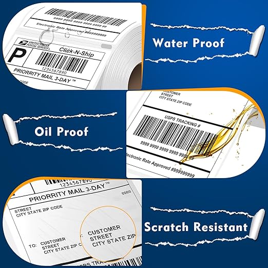 L LIKED 880 PCS 4"x 6" Direct Thermal Labels White Perforated Shipping Label, 220 Labels/Roll,Strong Adhesive, Compatible with DYMO 4XL 1744907,Zebra, Rollo, Jadens, Nelko,4 Rolls