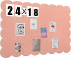 Mooliwe Scalloped Felt Bulletin Board 24 x 18 Inches Foldable Light Pink Pin Cork Board Alternative for Wall, 2' x 1.5' Trifold Picture Vision Self Adhesive Bulletin Decorative