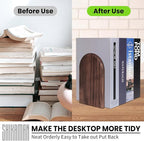 Book Ends,2 Pair Large Bookends Wood Book Ends Universal Economy Bookend (2, Large)