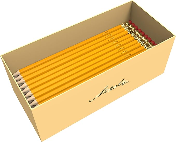 Nikola Works Bulk 650 Pack Premium Pre-Sharpened #2 HB Pencils USA Standard Wood Cased Graphite With Erasers