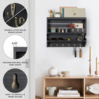 Mutsault Key Holder for Wall, Mail Organizer Wall Mounted, Black