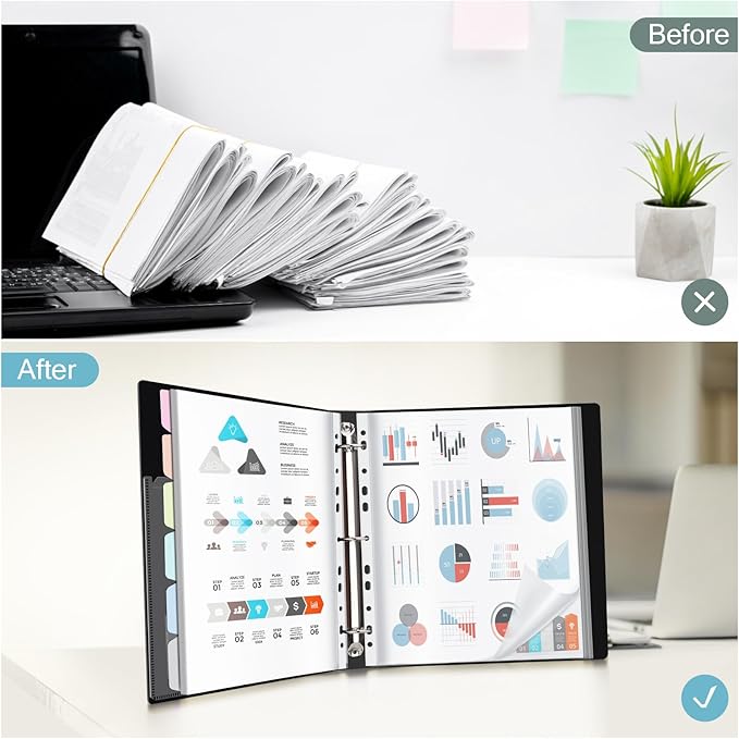 Uquelic 80-Pocket Binder with Plastic Sleeves, High-Capacity Document Organizer and Presentation Book for Artwork, Clear Sheet Protectors, Display 160 Pages (Macaron 80 Pockets)