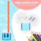 Teling 216 Pcs Manual Pencil Sharpeners Bulk Handheld Dual Holes Pencil Sharpeners for Kids Colorful Portable Compact Sharpener with Lid for Students School Class Home Office Supply
