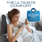 Kolbs Wedge Reading Pillow for Bed, Cushion with Arms for TV, Books, Nursing, Back - Bed Pillow for Sitting Up in Comfort, Plush Backrest. Bed Chair, Sit Up in Comfort (19" Gray/White)