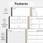 SUNEE 2026 Weekly and Monthly Planner - from January 2026 - December 2026, Daily Agenda Planner with Monthly Tab, Flexible Cover, Note Pages, Pockets, Bookmark, Spiral Binding, Black, 6.4" x 8.3"