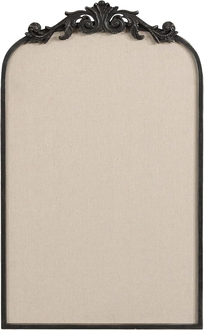 Kate and Laurel Arendahl Vintage Decorative Arched Pinboard; 19 x 31; Black; Framed Arch Ornate Bulletin Board for Unique Display; Organization; and Decor Options