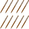 DISCOUNT PROMOS Twist Action Plastic Stylus Pens, Set of 10, Bulk Pack - Pens for Work, Cool Pens for Writing, Black Ink - Gold