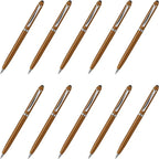 DISCOUNT PROMOS Twist Action Plastic Stylus Pens, Set of 10, Bulk Pack - Pens for Work, Cool Pens for Writing, Black Ink - Gold