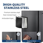 GarveeHome Commercial Dual Trash Can, 16 Gallon Stainless Steel Double Compartment Recycling Bin with Soft-Close Lids, Pedals & Plastic Inner Buckets, 60L Garbage Can for Kitchen, Home, Office, Black