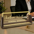 Desk Name Plate Personalized Custom Light Up Acrylic Plaque for Desk Customized Office Gifts for Boss Coworkers Teacher Employee Office Decor for Women Men
