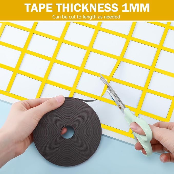 AmazingSpark Magnetic Tape Roll Thin Strips, 0.39 Inch x 33 Feet Magnetic Board Dividers Whiteboard Graphic Decorative Tape Marking Line for Classroom Office Art Accessories(Yellow)