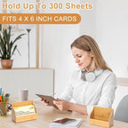 SHIQIKEJIPTY 4x6 Wood Index Card Holder Wooden Index Card Box Cards Display Stand Notecard Box Business Cards Organizer Post Cards Case for Business Desk Office Home School Capacity 300 Sheets