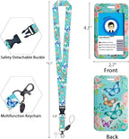 GIANCOMICS ID Badge Holder with Breakaway Lanyard, Cute Butterfly Lanyards for ID Badges ID Card Holder, Retractable Badge Reel Clips Heavy Duty Keychain Badge Lanyard, Teacher Nurse Work Office Gifts