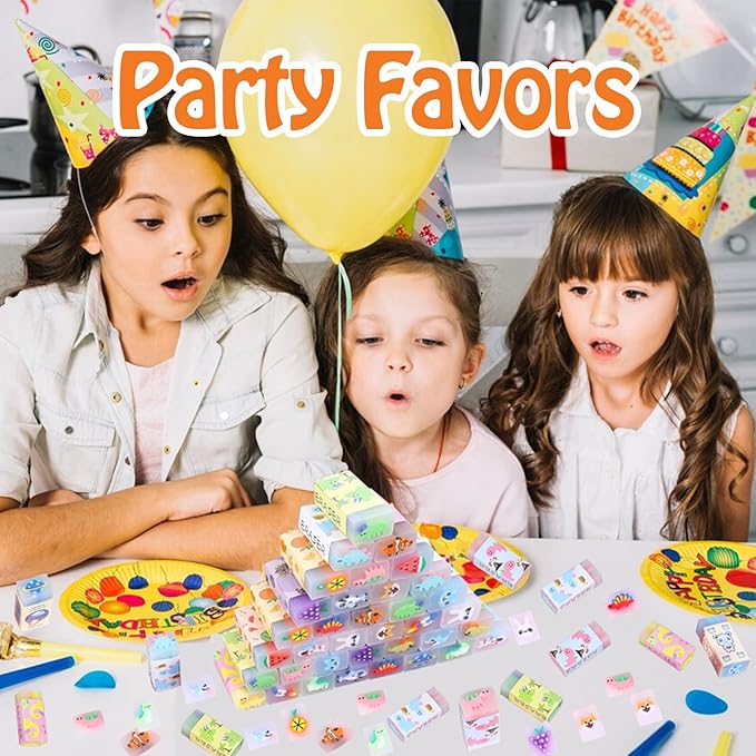 35PCS Cute Animal Erasers for Kids, Count Bulk Pack, Assorted Designs, Back to School Supplies