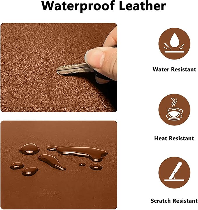 PU Leather Desk Pad Protector Gaming Mouse Pad Non Slip Desk Mat for Keyboard and Mouse Waterproof Desk Writing Pad for Office and Home Desk Accessories(Brown, 31.5 * 15.7)