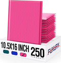 Fuxury Hot Pink Bubble Mailers 10.5x16 Inch 250 Pack, Self Seal Adhesive Waterproof Padded Envelopes, Cushioning Shipping Bags, Padded Mailers for Mailing, Packaging, Small Business Supplies, #5