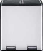 The Step N' Sort 18.5 Gallon Extra Large Capacity, Soft-Step, Dual Trash and Recycling Bin with Removable Inner Bins, Silver