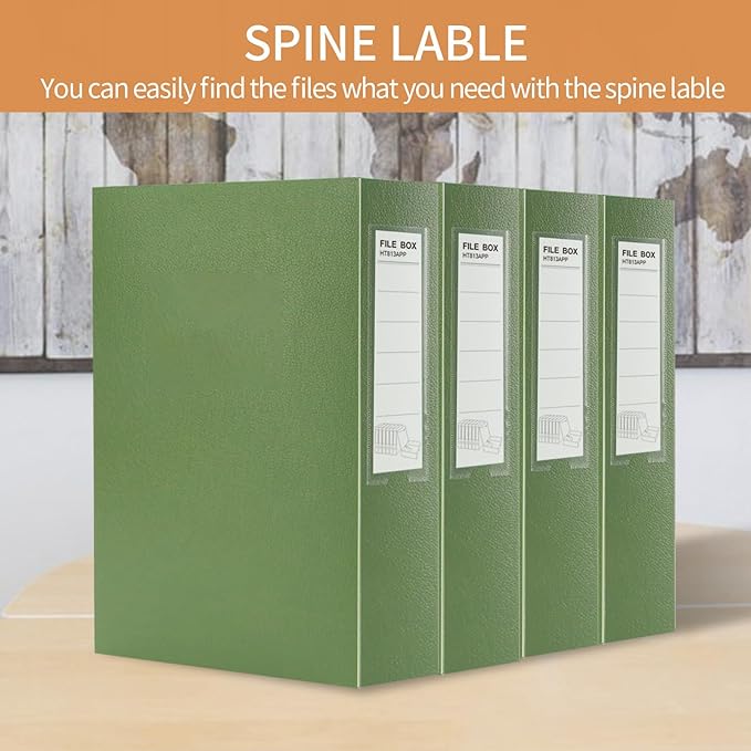 HUA JIE 2 Pack A4 Storage File Boxes Archives Case,65mm Spine,Box File Document Storage Box with Metal Clip for Office School -Green