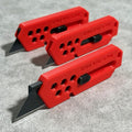 XHM Awesome Small Box Cutter Retractable Blade Ultility Knife, For Artwork, Cardboard Cutting, Package/Letter Opening, Home, Office & EDC Use, Pack of 3 (RED)